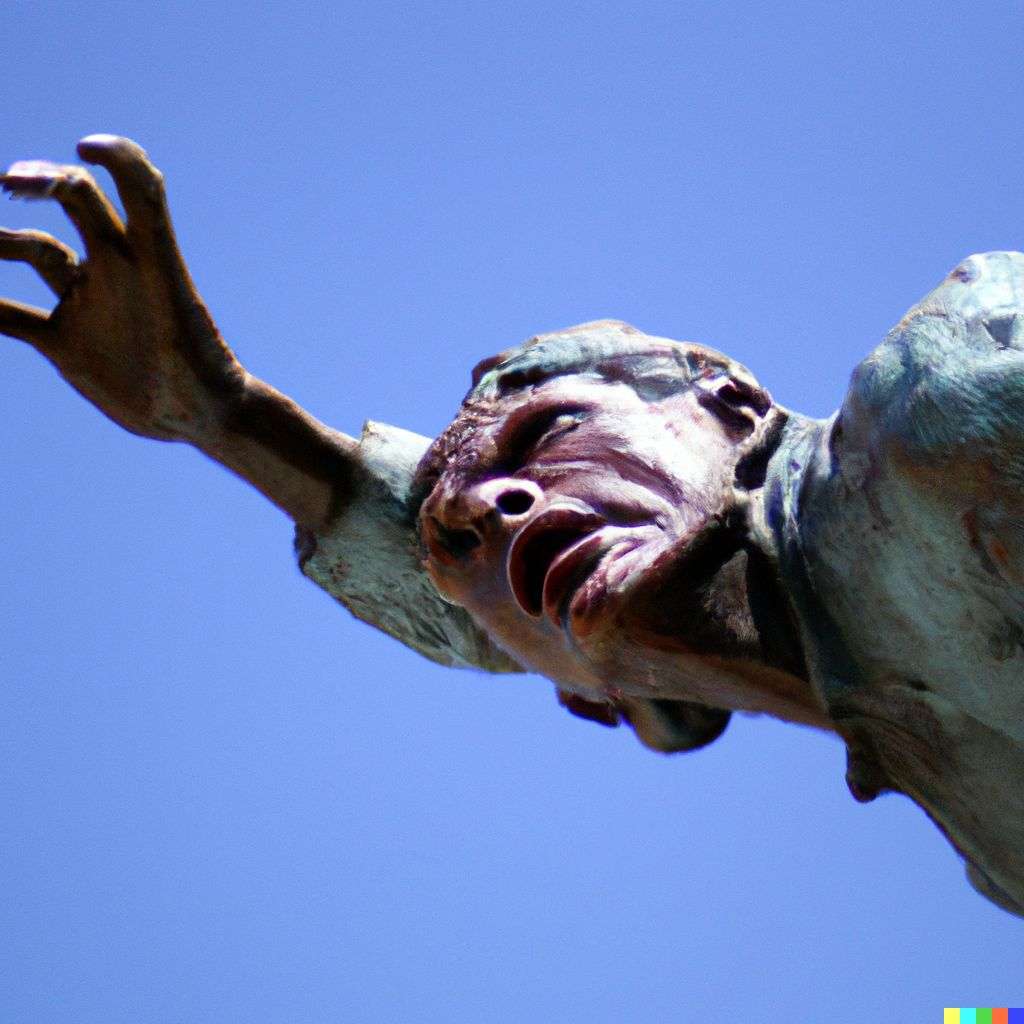 the discovery of gravity, bronze sculpture